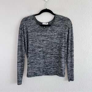 Rag and Bone Women's Black and Grey Heather Long-Sleeve Open Back Soft Top Tee